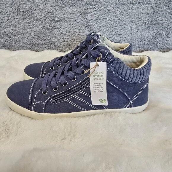 Taos Start Up Side Zip Sneakers Women's Sizes Indigo Distressed New Mid Top - Picture 2 of 9